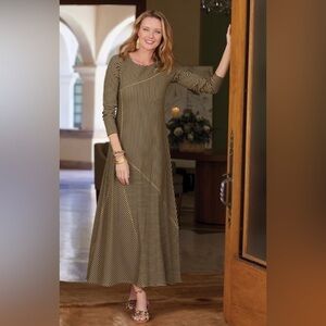 Soft Surroundings Ryley Maxi Dress Striped Brown and Black Size Medium